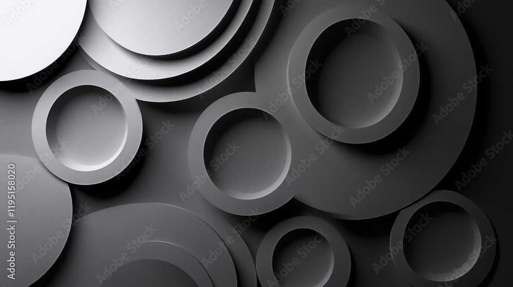 Poster abstract composition of circular shapes on dark background