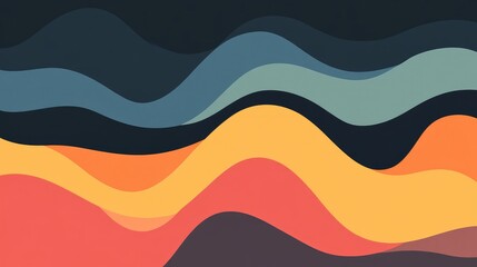 Abstract Waves in Warm and Cool Tones with Flowing Patterns
