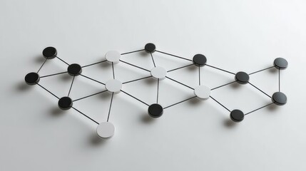 Obraz premium Abstract Connection Network with Black and White Nodes on Surface