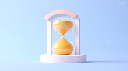 Minimalist Hourglass on Blue Gradient Background Representing Passing Time