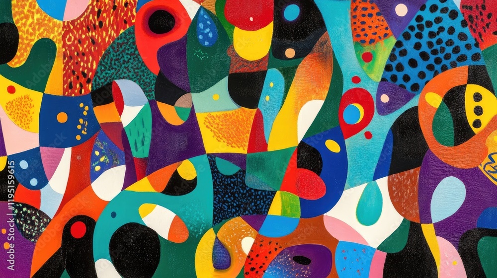 Poster abstract colorful shapes and patterns in bold artistic design