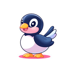 Obraz premium Cute animated penguin character digital art colorful background playful environment cartoon style