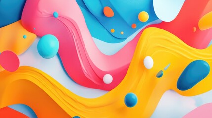 Colorful Abstract Background with Fluid Shapes and Spheres