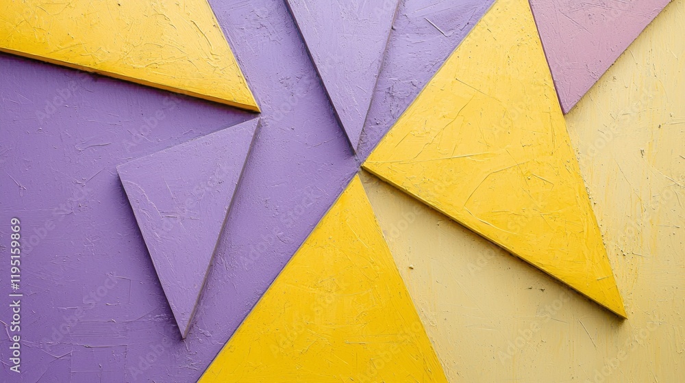 Aufkleber a striking composition of bold triangular shapes in butter yellow and muted purple creates an engagi