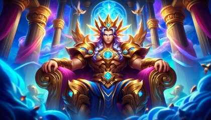 moba character design, zeus-inspired character