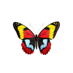Obraz premium Vibrant Red, Yellow, and Blue Butterfly Isolated on Transparent Background