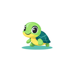 Fototapeta premium Playful green turtle character in a creative environment digital art joyful concept for kids