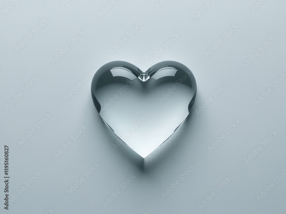 Poster Simple Minimalist Design Featuring A Crystal Clear Heart On A Muted Gray Background Evoking Thoughts Of Love And Affection. 00003