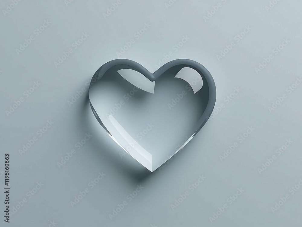 Poster Simple Minimalist Design Featuring A Crystal Clear Heart On A Muted Gray Background Evoking Thoughts Of Love And Affection. 00002