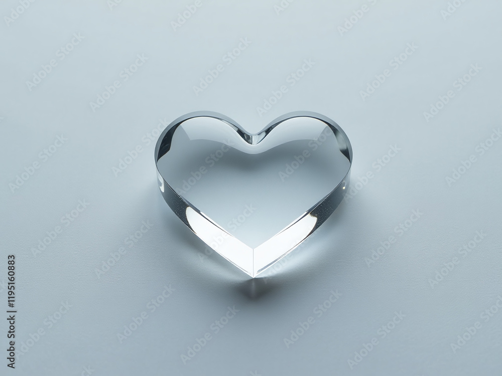 Poster Simple Minimalist Design Featuring A Crystal Clear Heart On A Muted Gray Background Evoking Thoughts Of Love And Affection. 00001
