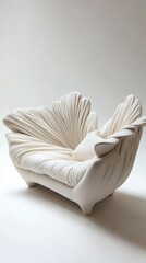 Obraz premium Elegant Flower Shaped Modern Cream Sofa