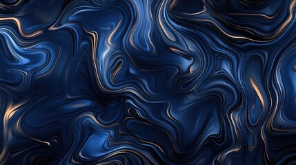Obraz premium Abstract Dark Blue Marble Texture with Golden Accents and Swirls