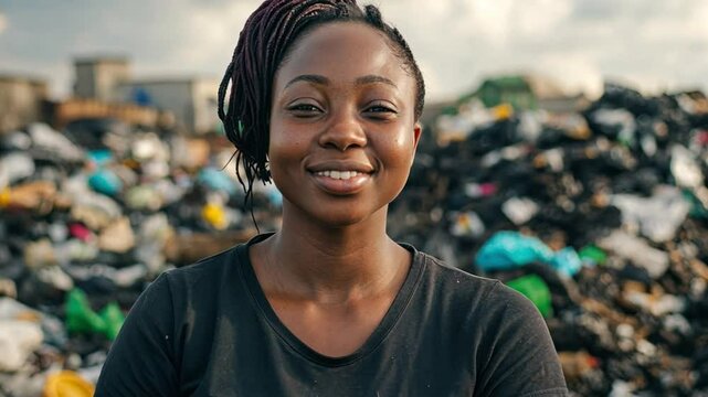 A woman develops waste management software, teaching young people how to minimize waste and improve community efficiency