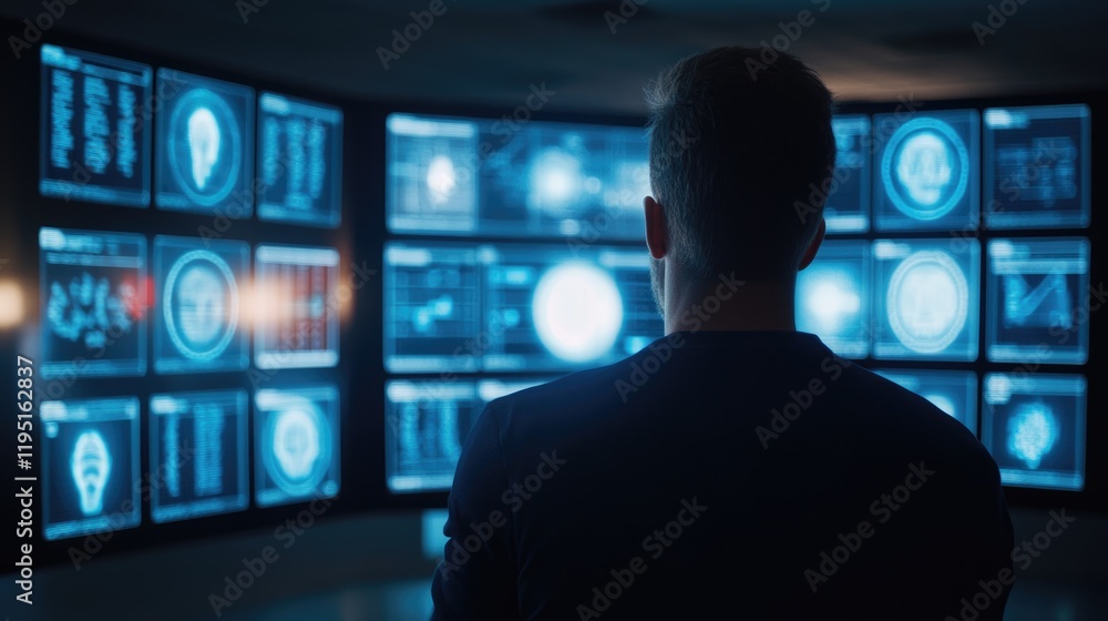 Aufkleber forensic expert analyzing data insights in a high-tech investigation room for crime scene analysis