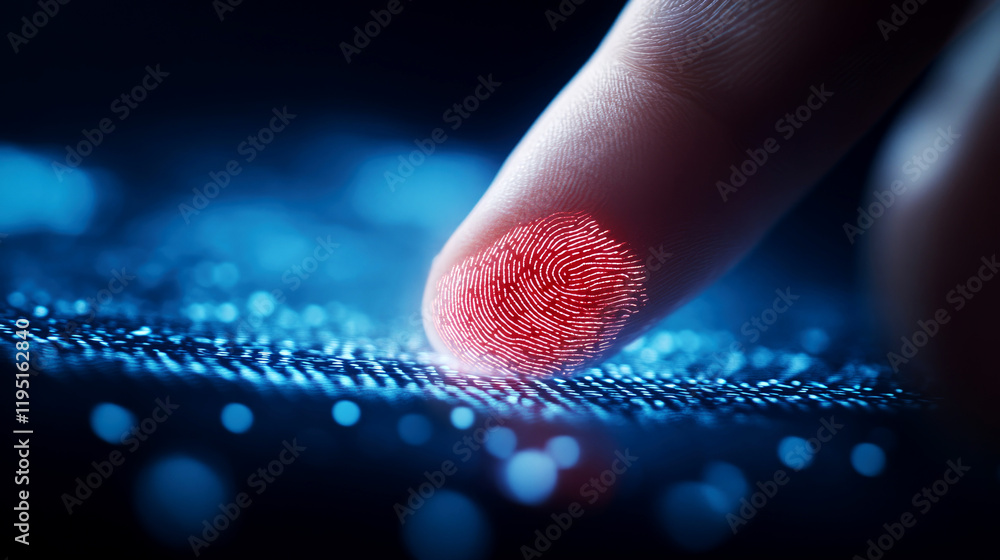 Poster forensic expert conducting fingerprint analysis in a high-tech lab environment for crime scene inves