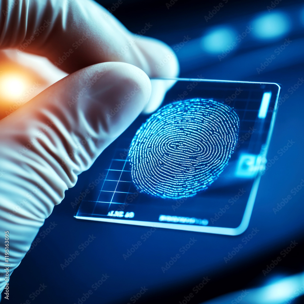 Poster forensic expert analyzing fingerprint evidence in a laboratory setting detailed insights into crime 