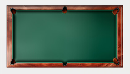 Empty Pool Table Top View Green Felt Wooden Frame