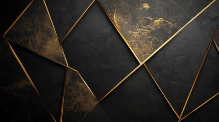 Elegant Gold and Black Geometric Background with Textured Finish