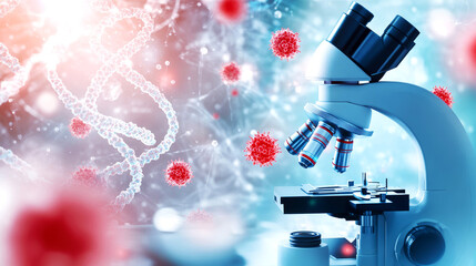 Forensic expert analysis under a microscope investigating biological samples in a laboratory environment with a scientific perspective