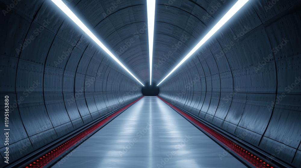 Aufkleber a futuristic tunnel with sleek lighting and smooth surfaces, creating a sense of depth and perspecti