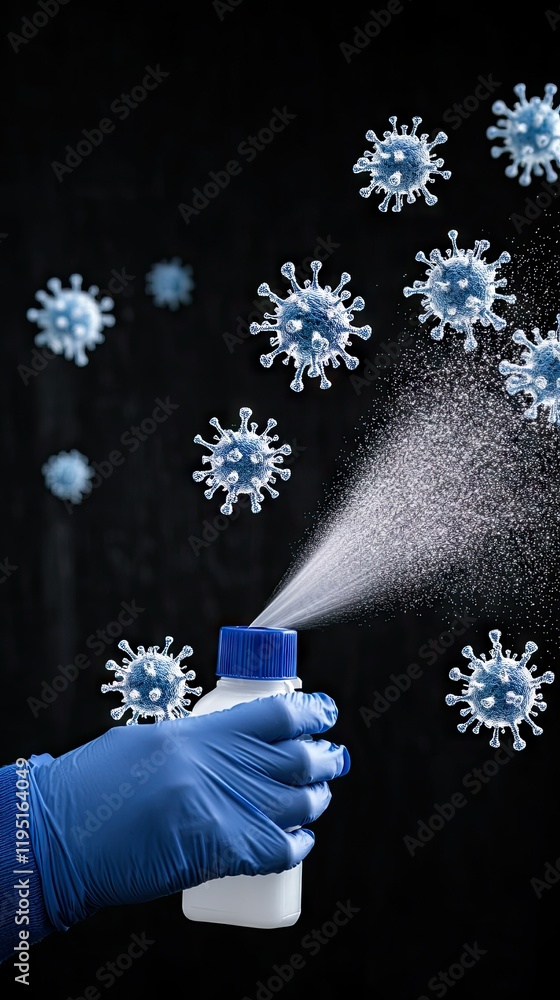 Poster in an effort to combat virus particles, we are implementing a health initiative that involves sprayi
