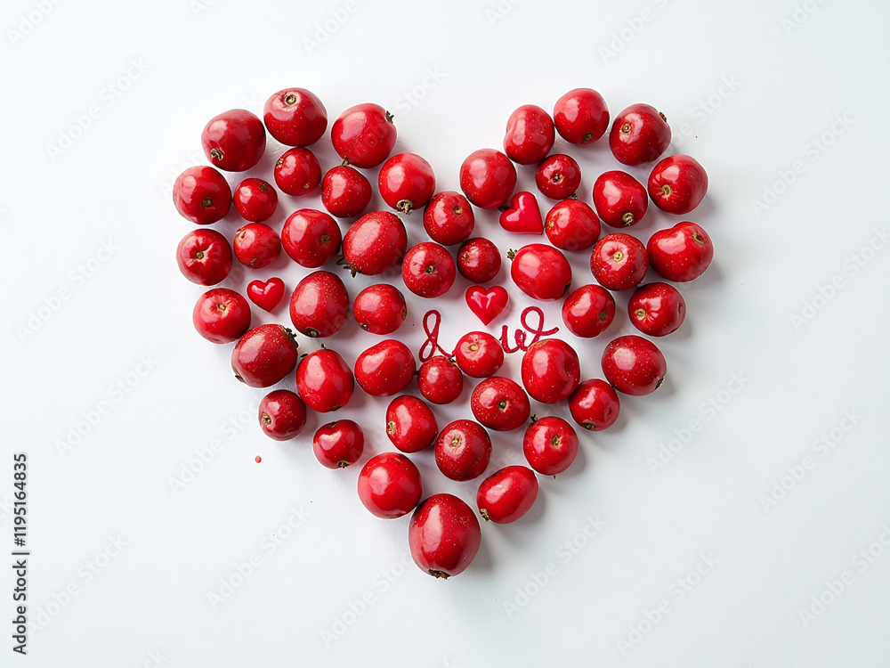 Poster my heart beats for you against a simple yet elegant white canvas dotted with tiny red potato shapes.
