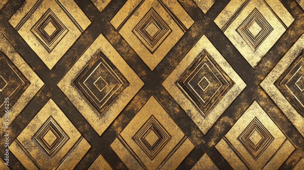Poster elegant golden geometric pattern with modern textures and depth