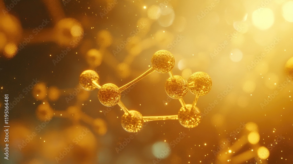 Poster abstract molecular structure with glowing particles and light effects