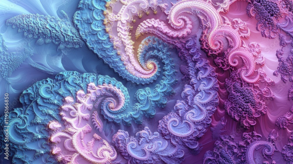 Poster colorful abstract swirls in soft pastel shades and intricate patterns