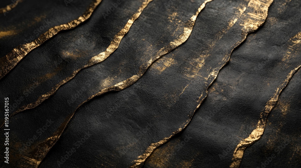 Aufkleber abstract black and gold texture with wavy lines for background use