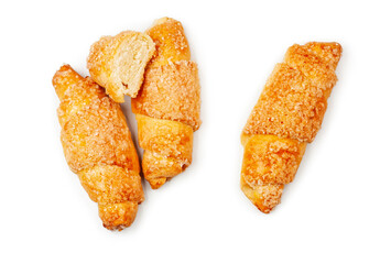 Fresh croissant isolated on a white background, contour