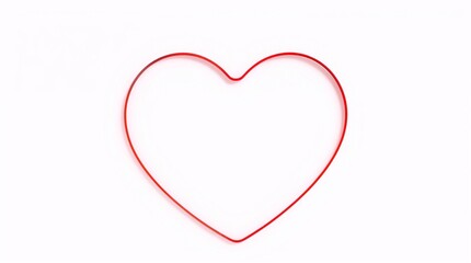 Red heart shape outline on a white background for design themes