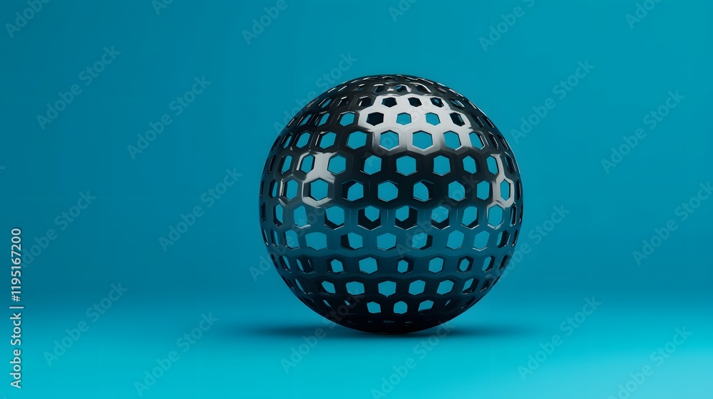 Aufkleber futuristic networking sphere with interconnected links on pastel navy backdrop - 3d