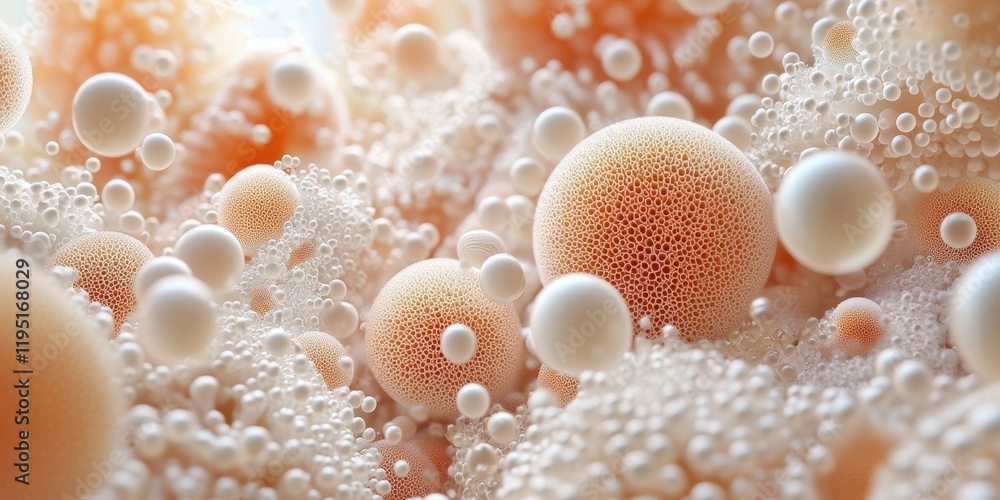 Poster abstract macro image of soft rounded shapes and bubbles in pastel tones for art, design, and creativ