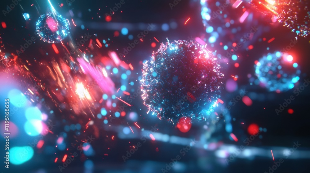 Poster visualization of antibodies engaging and attacking pathogens in dynamic biological interaction. gene