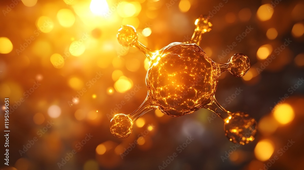 Poster powerful abstract digital depicting glowing radiant molecular structures and dynamic tones that symb