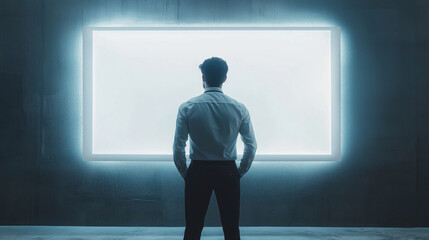 Fototapeta premium businessman standing on white board plan for planing strategy