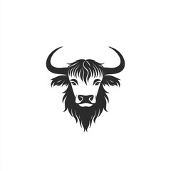 Fototapeta premium Majestic yak head portrait, isolated on white, for logo design