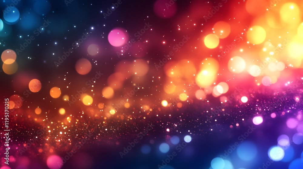 Poster bright glowing highlights in a vibrant colorful palette with smooth luminescent gradients shimmering