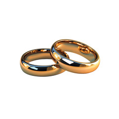 Two Intertwined Gold Wedding Rings, Symbol of Love and Commitment
