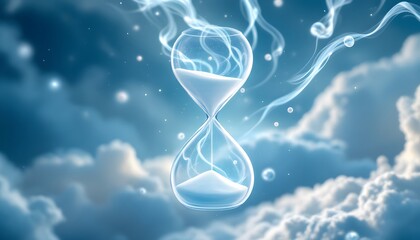 Ethereal Hourglass: Celestial Sand and Dreamlike Clouds