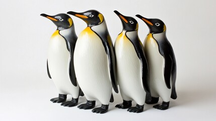 Fototapeta premium Four king penguins standing in a row.