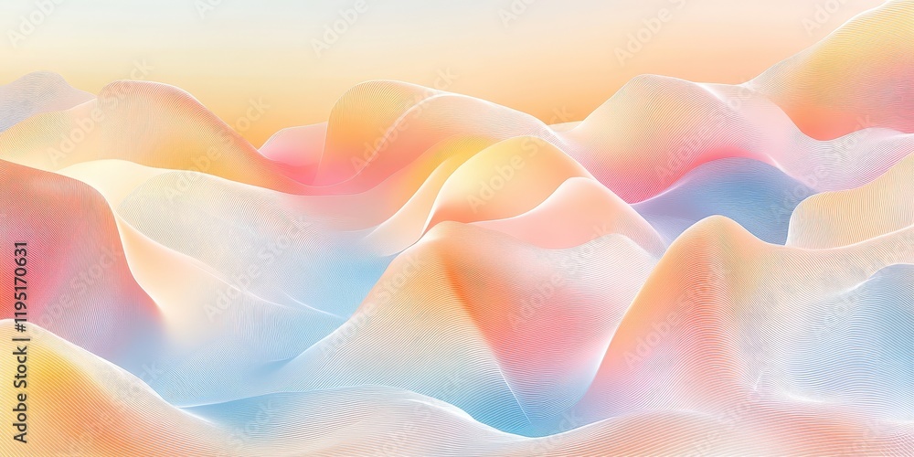 Wall mural abstract pastel landscape with soft curves and gentle colors for modern design projects and artwork