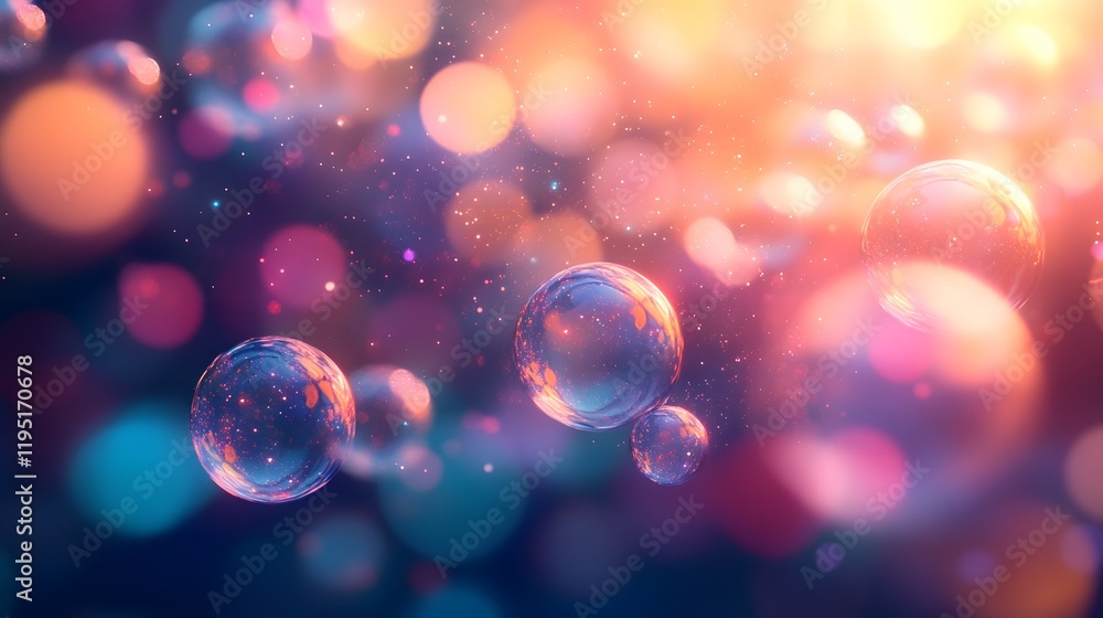 Poster elegant and captivating abstract bubbles with colorful shimmering gradients and flowing details crea