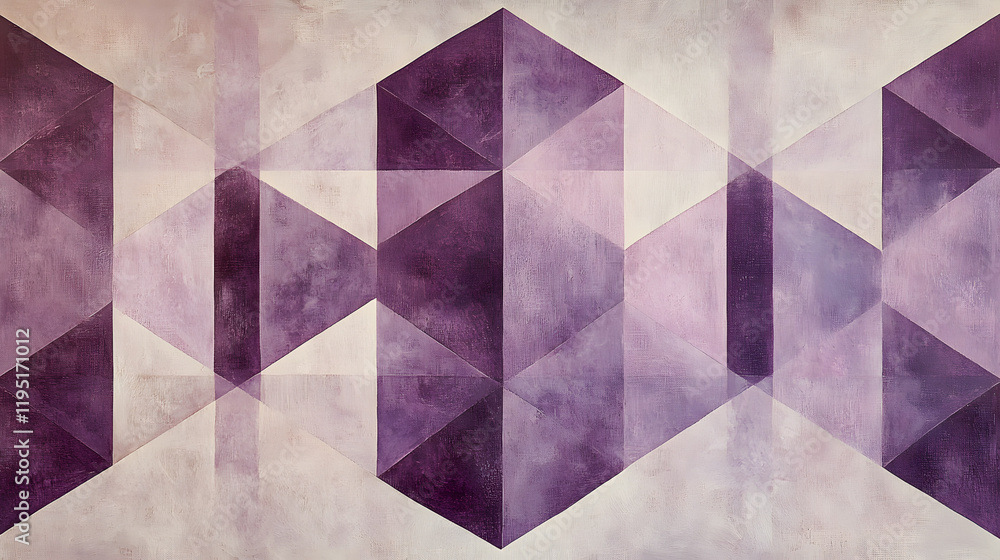 Aufkleber a geometric abstract artwork featuring muted tones of purple and cream, arranged in symmetrical patt