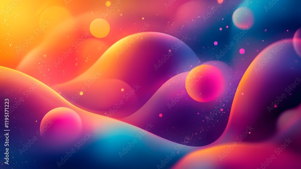 Poster mesmerizing digital art design featuring vibrant abstract color gradients dynamic fluid patterns and