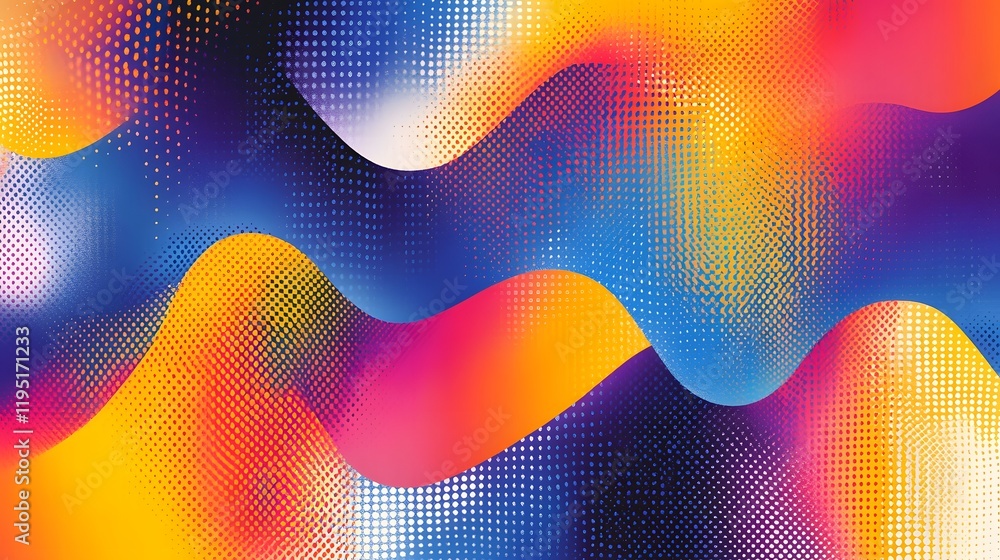 Poster cheerful and vibrant colorful abstract gradient patterns with playful modern design elements captiva