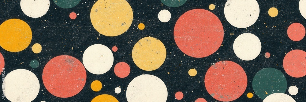 Poster vibrant abstract pattern with colorful circles on dark background - ideal for modern design projects
