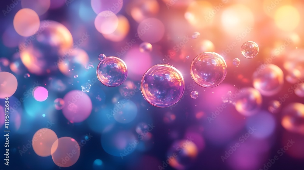 Aufkleber soft and dreamy abstract bubbles glowing with vibrant colors flowing gently in luminescent tones cre