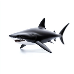 Fototapeta premium A realistic black shark figurine showcasing intricate detail and craftsmanship, perfect for marine-themed decor or educational purposes.